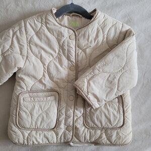 🧸2/20$ Zara 18-24M Kids Toddler Cream Quilted Jacket Spring